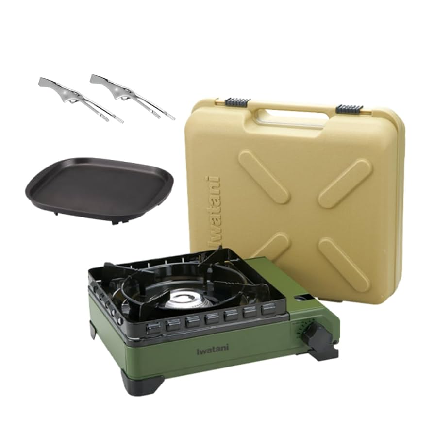 イワタニ カセット タフまる オリーブ＋鉄板焼きプレート＋ミニトング2点セット Amazon.co.jp: イワタニ カセットフー タフまる オリーブ CB-ODX